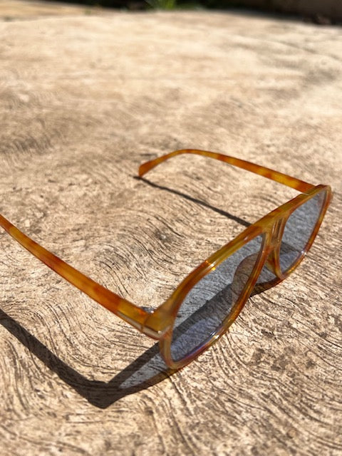 Lentes Azules Aro Carey Leopardo Amarillo