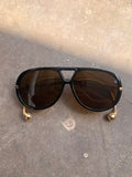 Lentes Aviadores Café Aro Negro Patillas Gold Gota Extremo