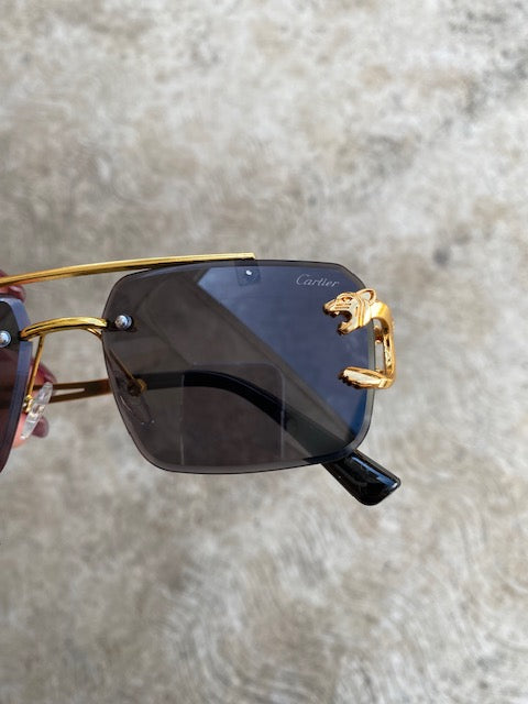 Lentes Cartier Rectangulares con Pantera Gold