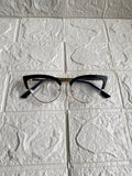 Lentes Cat Eye Dorados Con Aro Grueso Negro Arriba