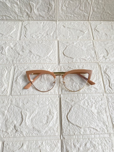 Lentes Cat Eye Dorados Con Aro Grueso Khaki Arriba