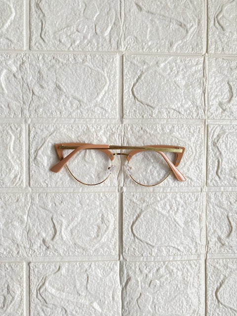 Lentes Cat Eye Dorados Con Aro Grueso Khaki Arriba