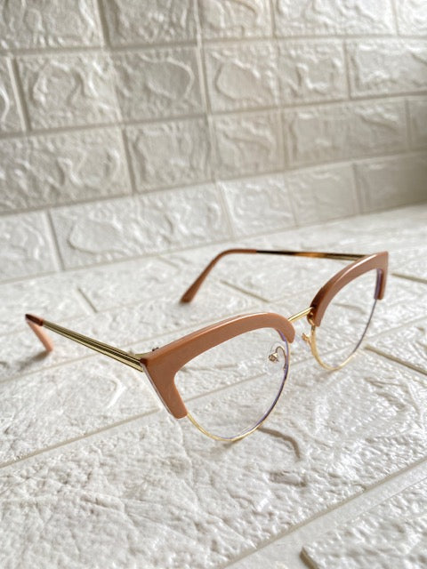 Lentes Cat Eye Dorados Con Aro Grueso Khaki Arriba
