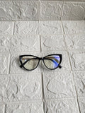 Lentes Cat Eye Negros Patillas Zigzag Gold