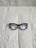 Lentes Cat Eye Negros Con 2 Lineas Doradas