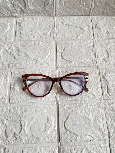 Lentes Cat Eye Cafe Con 2 Lineas Doradas