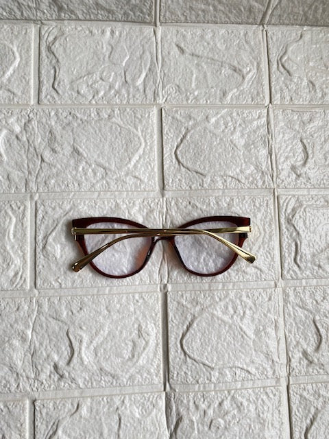 Lentes Cat Eye Cafe Con 2 Lineas Doradas