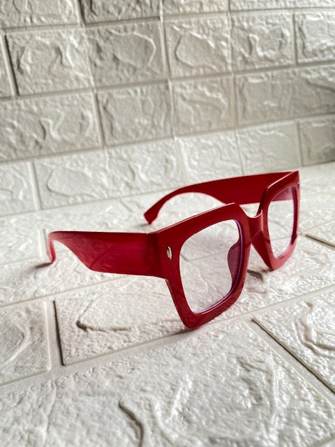 Lentes Cuadrados Gruesos Rojos