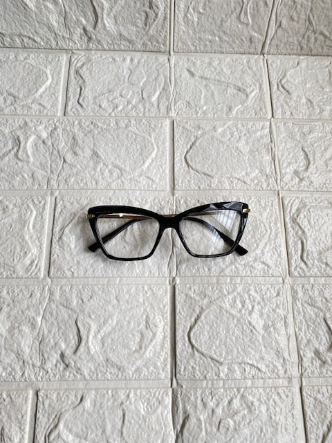 Lentes Cat Eye Negros Corte Diamante Aro Pequeño