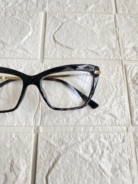 Lentes Cat Eye Negros Corte Diamante Aro Pequeño