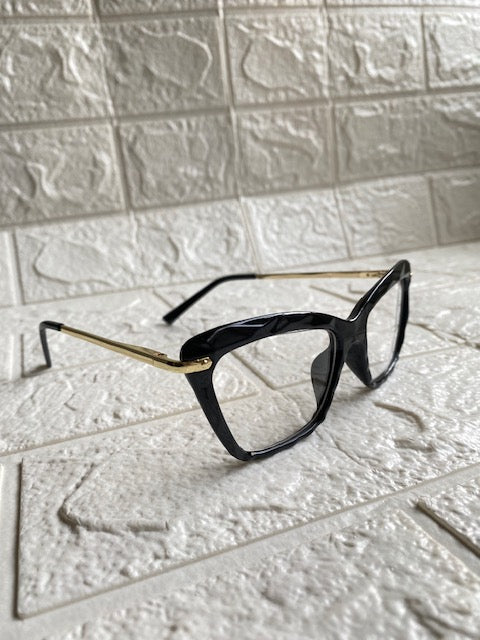 Lentes Cat Eye Negros Corte Diamante Aro Pequeño