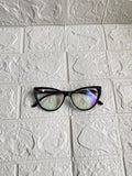 Lentes Cat Eye Negro Corte Semi Diamante