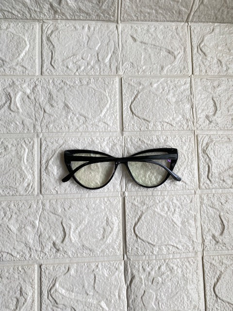 Lentes Cat Eye Negro Corte Semi Diamante