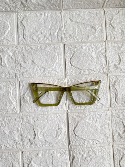 Lentes Cat Eye Verde Clear Con Dorado