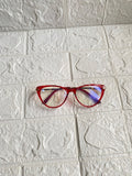 Lentes Cat Eye Rojo Corte Diamante