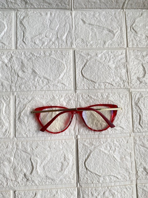 Lentes Cat Eye Rojo Corte Diamante