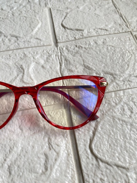Lentes Cat Eye Rojo Corte Diamante