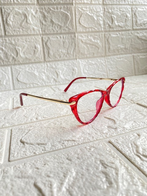 Lentes Cat Eye Rojo Corte Diamante