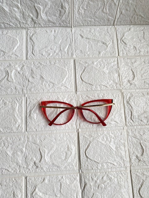 Lentes Cat Eye Rojos Con Patillas Gold