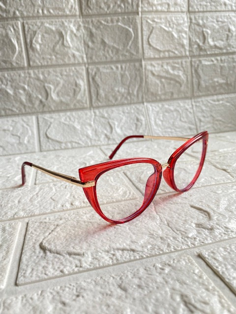 Lentes Cat Eye Rojos Con Patillas Gold