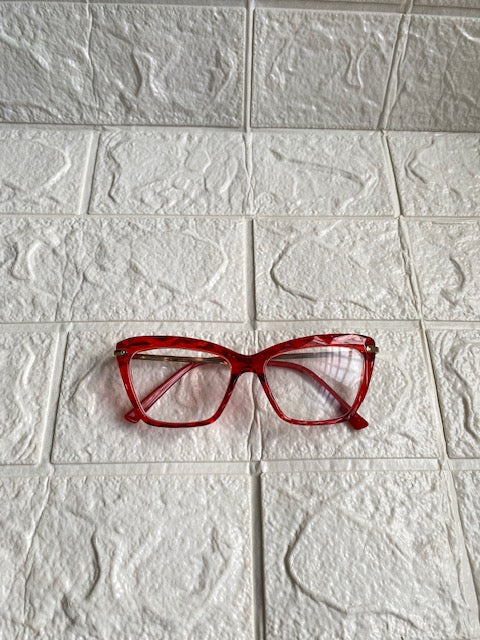 Lentes Cat Eye Rojos Corte Diamante Aro Pequeño