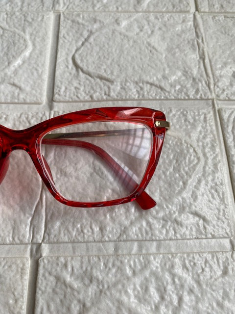 Lentes Cat Eye Rojos Corte Diamante Aro Pequeño
