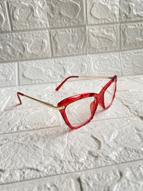 Lentes Cat Eye Rojos Corte Diamante Aro Pequeño