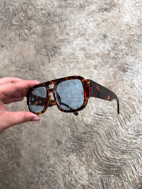 Lente Cuadrado Azul Aro Leopardo