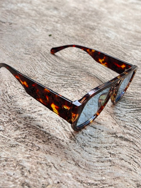 Lente Cuadrado Azul Aro Leopardo