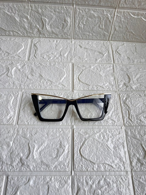 Lentes Cat Eye Negro Con Dorado