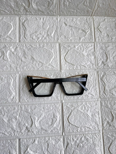 Lentes Cat Eye Negro Con Dorado