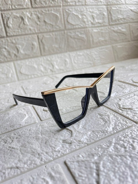 Lentes Cat Eye Negro Con Dorado