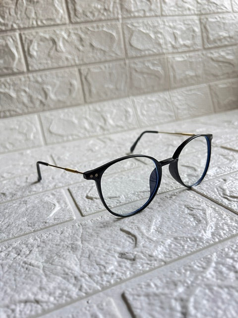 Lentes Semiredondos Negro Con Dorado