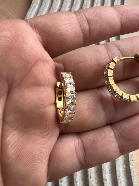 Hoops Gold Circonias Cuadraditas 20mm