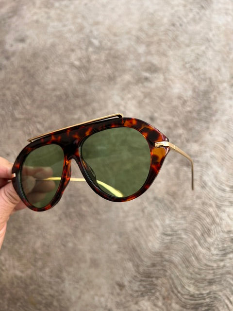 Lente Aviador Verde con Aro Leopardo Linea Metal