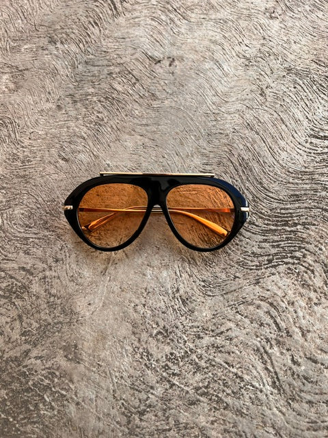 Lente Aviador Naranja con Aro Negro Linea Metal