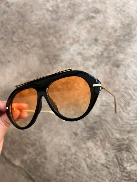Lente Aviador Naranja con Aro Negro Linea Metal