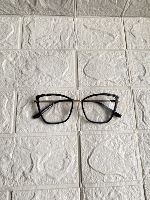 Lentes Cat Eye New Black and Gold