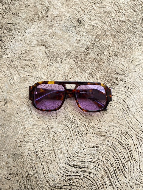 Lentes Morados con Aro Leopardo
