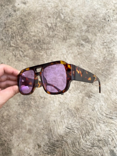 Lentes Morados con Aro Leopardo