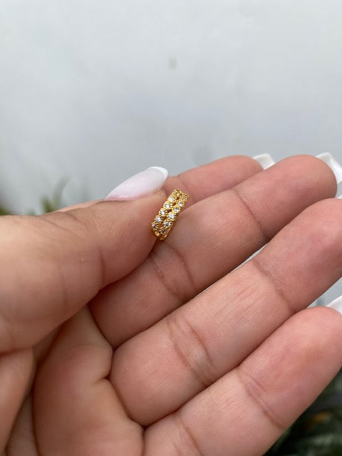 Earcuff Gold Doble Linea Circonias Redondas Clear