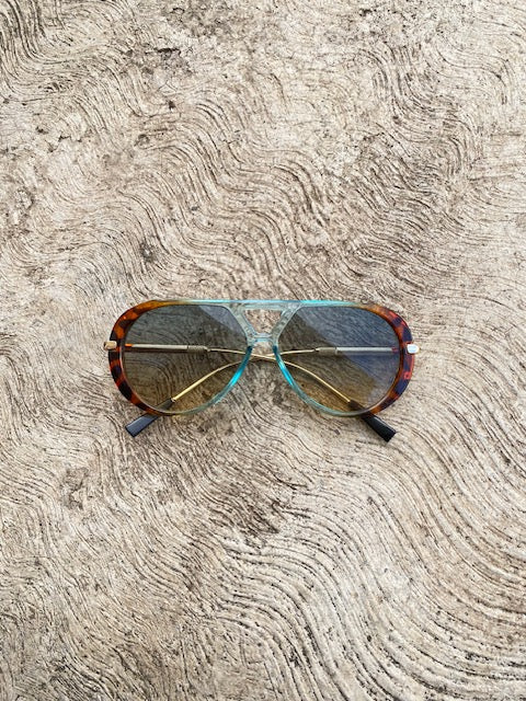 Lentes Leopardo con Aqua Patillas Metal Gold