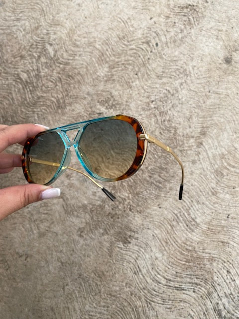 Lentes Leopardo con Aqua Patillas Metal Gold