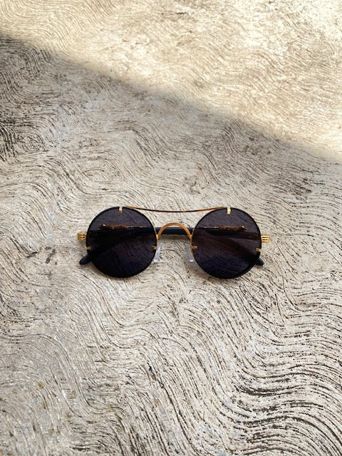 Lentes Tipo Cartier Redondos Negro Con Dorado