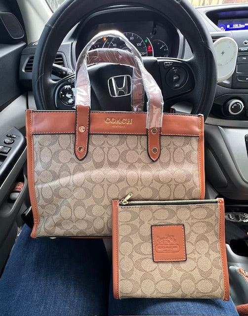 Cartera Coach Beige con Cafe