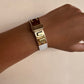 Brazalete Cuerito Blanco Cierre Gold