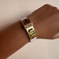 Brazalete Cuerito Blanco Cierre Gold