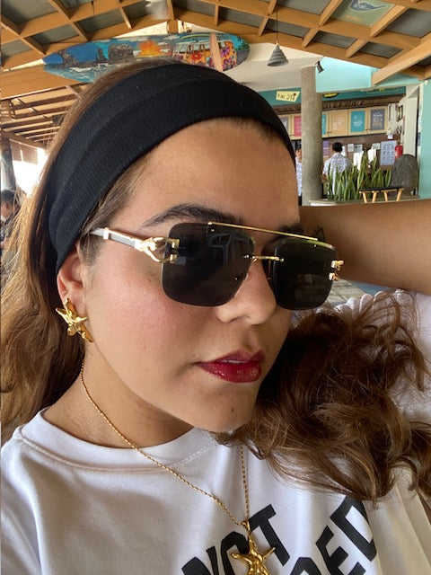 Lentes Tipo Cartier Rectangulares Negros Pata Madera