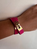 Brazalete Cuerito Cierre Birkin Rosada