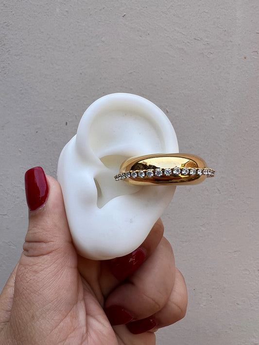 Ear cuff dona linea brillante gold